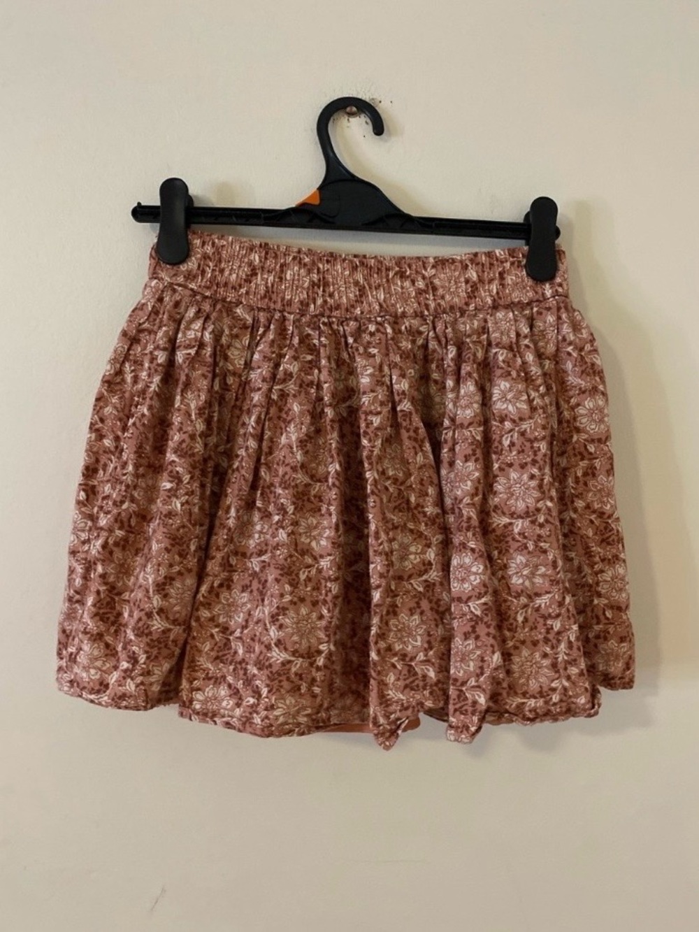 American Eagle Cotton linen Floral Printed Smocked Waist Mini Skirt - Rose Brown